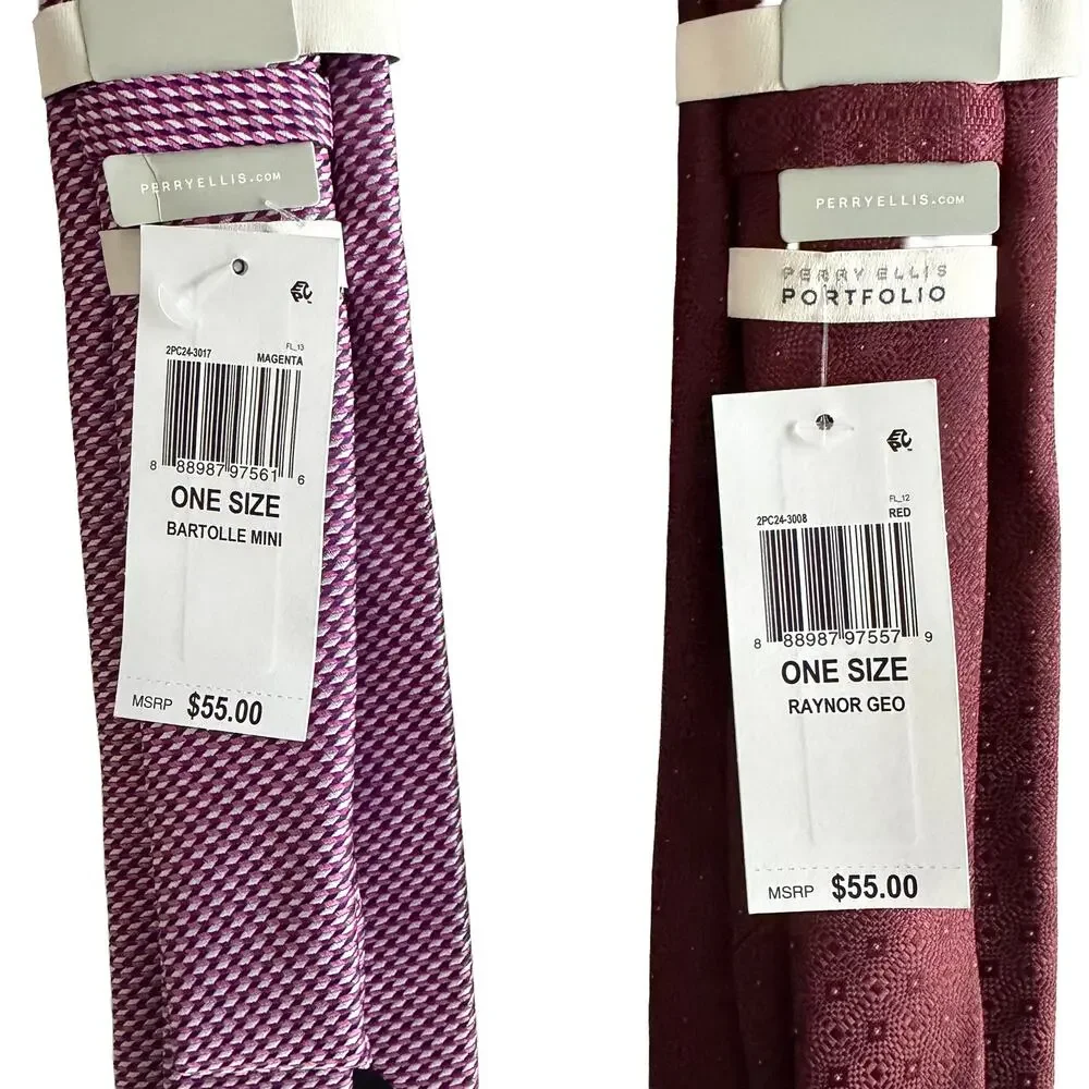 Perry Ellis Portfolio Ties Lot of 2 Men's Bartolle Mini & Raynir Geo NWT